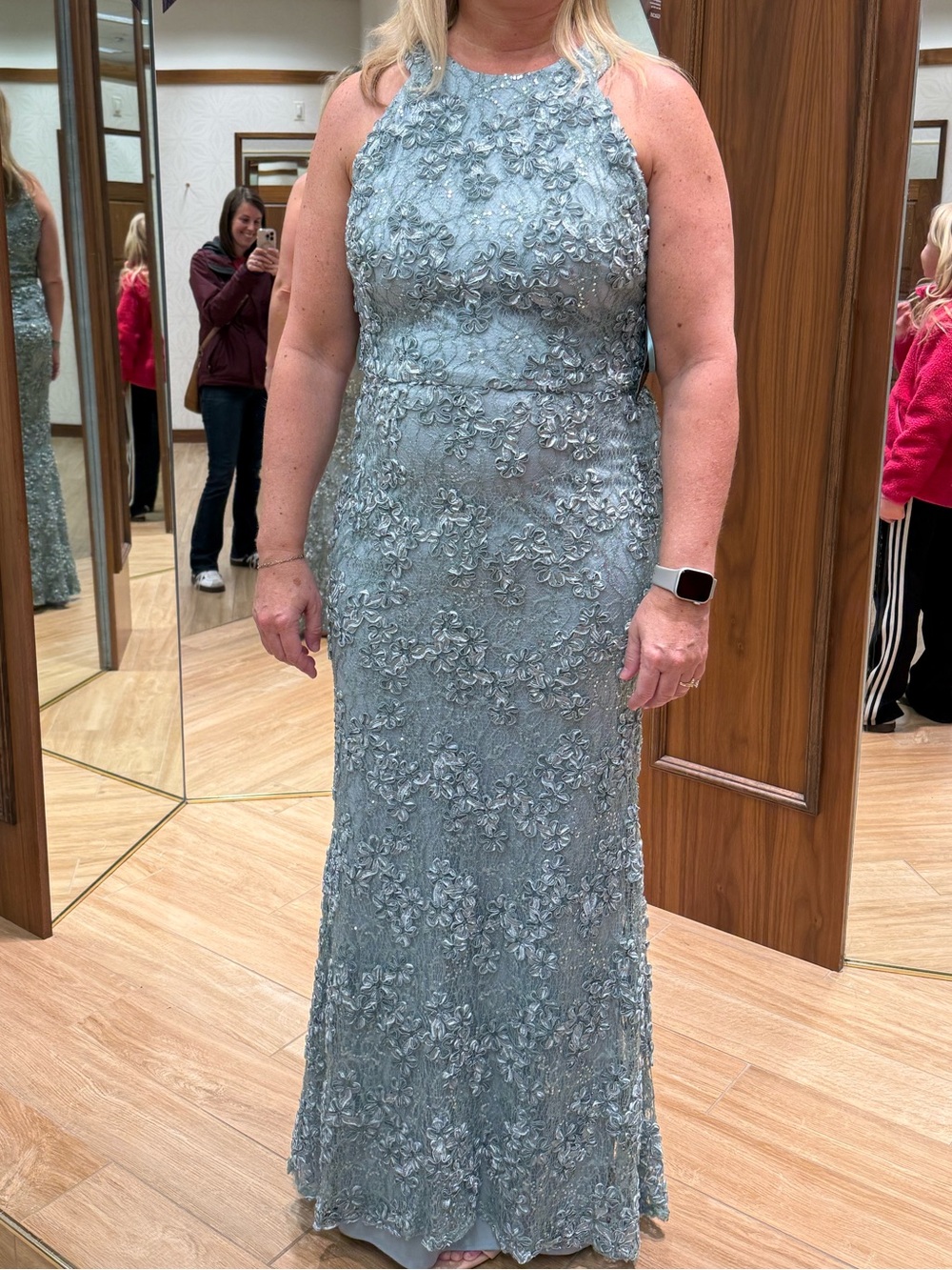 Elegant Beaded Jade green Lace Halter Evening Dress